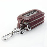 Oil Wax Cowhide Keys Holder Large Capacity Double Layer Men Car Key Case