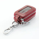 Oil Wax Cowhide Keys Holder Large Capacity Double Layer Men Car Key Case