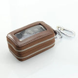 Oil Wax Cowhide Keys Holder Large Capacity Double Layer Men Car Key Case