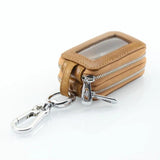 Oil Wax Cowhide Keys Holder Large Capacity Double Layer Men Car Key Case