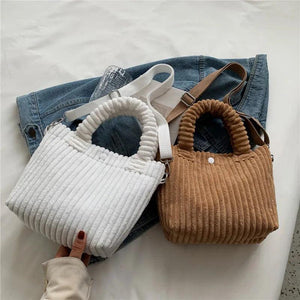 Corduroy Women Bag Soft Handbags Totes Casual Female Crossbody Tote Bags