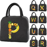 Letter Initials Series Lunch Bag - Insulated Thermal Handbag for Work and Picnic