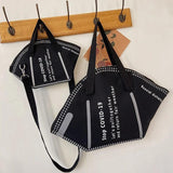 Funny Creative Large Mask Shopping Bag Canvas Shoulder Bag