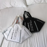 Funny Creative Large Mask Shopping Bag Canvas Shoulder Bag