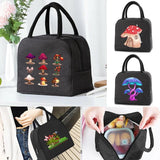 Insulated Lunch Cooler Bag Mushroom Print Zipper Handbag