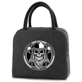 Skull Print Insulated Cooler Lunch Bag Canvas Handbag