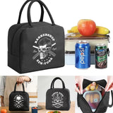 Skull Print Insulated Cooler Lunch Bag Canvas Handbag