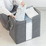 Large Capacity Clothing Storage Bag Organizer With Handle Fabric For Comforter B
