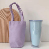 Canvas Water Bottle Holder Bag Solid Milk Tea Travel Storage Cover