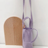 Canvas Water Bottle Holder Bag Solid Milk Tea Travel Storage Cover