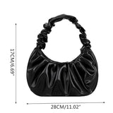 Vintage Summer Pleated Underarm Bag PU Leather Tote Purse