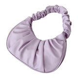 Vintage Summer Pleated Underarm Bag PU Leather Tote Purse