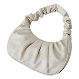 Vintage Summer Pleated Underarm Bag PU Leather Tote Purse