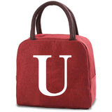 26 Letter Print Lunch Bag Fridge Cooler Women Hand Pack Thermal Breakfast Box
