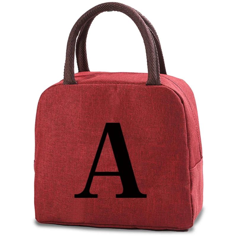 Insulated Cooler Bag 26 Letter Print Food Storage Handbag