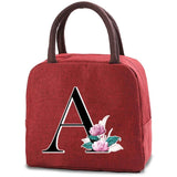 Child Food Cooler Insulated Lunch Bag Canvas Handbag Whitemarble Letter Series