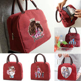 Women Insulated Canvas Cooler Bag Bento Pouch Waterproof Picnic Packet