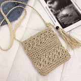 Women Woven Rattan Bag Straw Shoulder Crossbody Bag Beach Holiday Bag