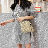 Women Woven Rattan Bag Straw Shoulder Crossbody Bag Beach Holiday Bag