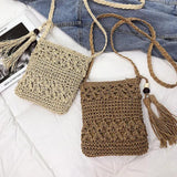 Women Woven Rattan Bag Straw Shoulder Crossbody Bag Beach Holiday Bag