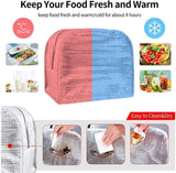 Wave Print Insulated Lunch Bag Thermal Handbag Women Work Storage Bento Pouch