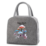 Mushroom Print Insulated Lunch Bag for Women and Kids