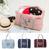 Women Camping Handbag Love Print Zipper Luggage Bag