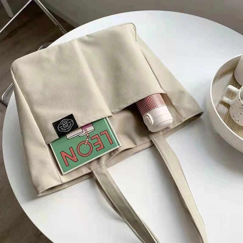 Women Canvas Tote Bag Shoulder Handbag Large Capacity Cotton Reusable Shopping
