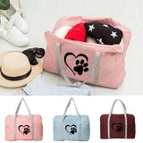 Foldable Zipper Love Print Organizer Travel Bag Camping Handbag