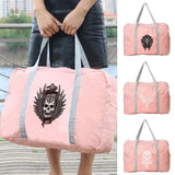 Skull Print Foldable Travel Bag - Large Capacity Organizer Handbag