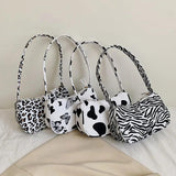 Animal Pattern Print Canvas Shoulder Women Underarm Bag