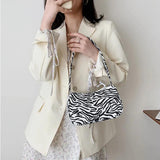 Animal Pattern Print Canvas Shoulder Women Underarm Bag