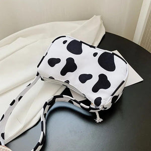 Animal Pattern Print Canvas Shoulder Women Underarm Bag