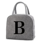 Women's Insulated Thermal Lunch Bag Handbags Canvas Tote - Letter Print