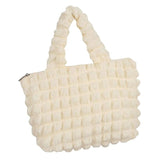 Chiffon Polyester Women Handbag with Zipper Solid Tote Bag