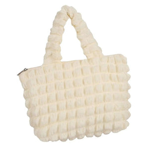 Chiffon Polyester Women Handbag with Zipper Big Capacity Shopping Bags