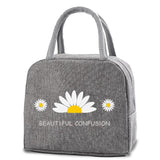 Women's Daisy Print Cooler Bag Insulated Thermal Lunch Handbag