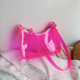 Solid Clear Jelly Shoulder Bag Vintage Ladies Transparent Solid Shopper