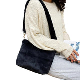 IMCUTE Square Plush Handbag Faux Fur Zipper Shoulder Bag