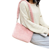 IMCUTE Square Plush Handbag Faux Fur Zipper Shoulder Bag