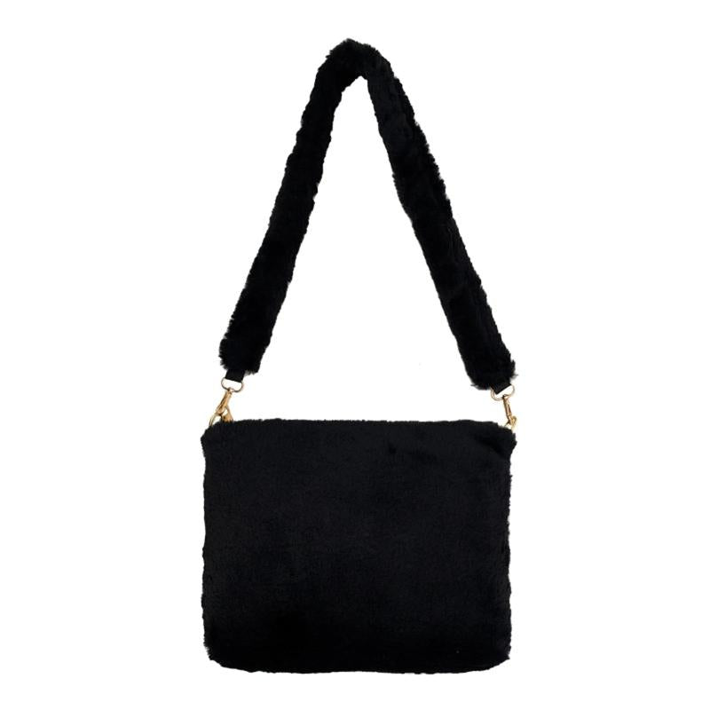 IMCUTE Square Plush Handbag Faux Fur Zipper Shoulder Bag