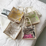 Clear Graffiti Handbag PVC Transparent Bags Women Shoulder Travel Beach Storage