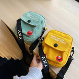 Mini Canvas Handbag Crossbody Bag Cell Phone Bag Casual Flap Shoulder Bag