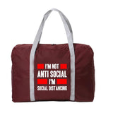 Unisex Travel Bag Foldable Handbags Phrase Print Large Capacity