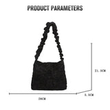 Women Soft Pleated Shoulder Bags Female Solid Tote Crossbody Messenger Bag