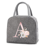 Letter Print Canvas Lunch Insulation Bag Travel Food Storage Cooler