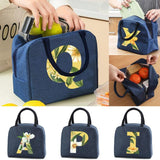 Floral Letter Print Lunch Bag Insulated Thermal Organizer Handbag