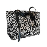 Zebra/Leopard Print Shoulder Bag Faux Leather Tote Zip Closure Sling