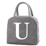 School Dinner Lunch Bags Letter Print Child Canvas Thermal Tote Organizer
