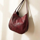 Vintage Leather Shoulder Bag Large Modern Female